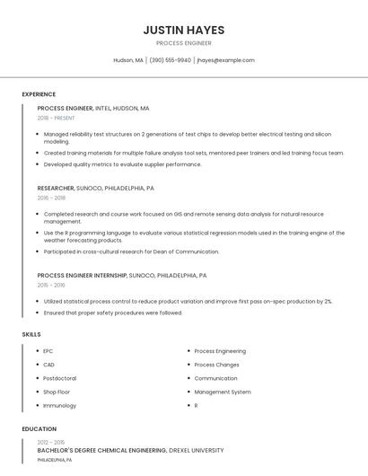 Process Engineer Resume