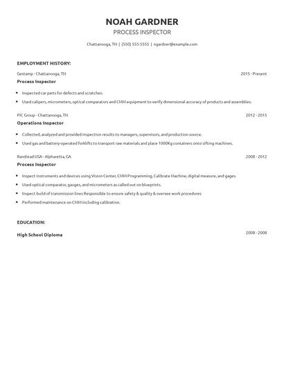 Process Inspector Resume