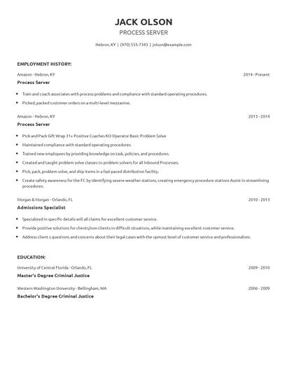 Process Server Resume