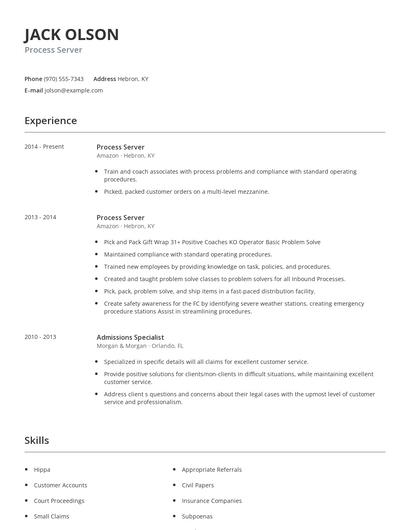 Process Server Resume