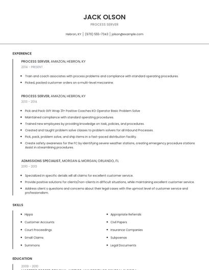 Process Server Resume