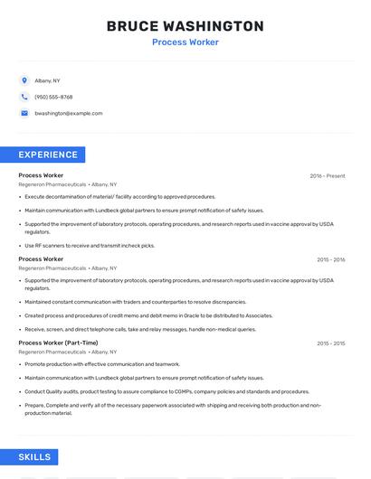 Process Worker Resume