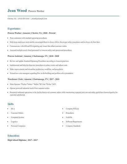 Process Worker Resume