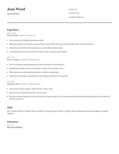 Process Worker Resume