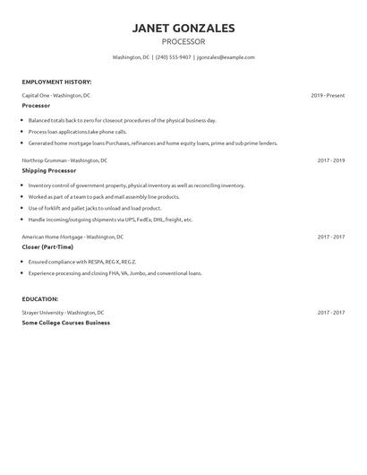 Processor Resume