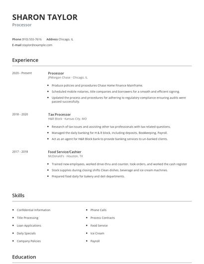 Processor Resume