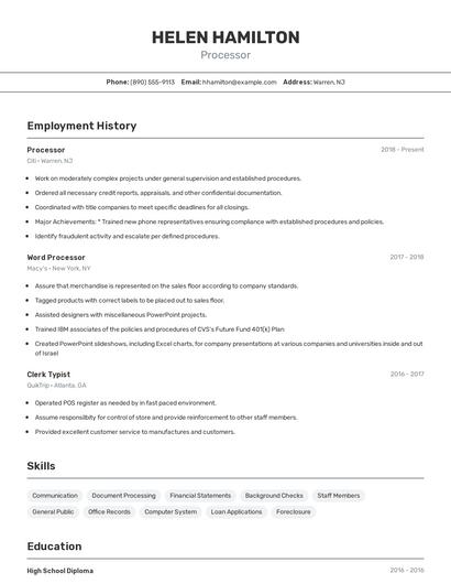 Processor Resume