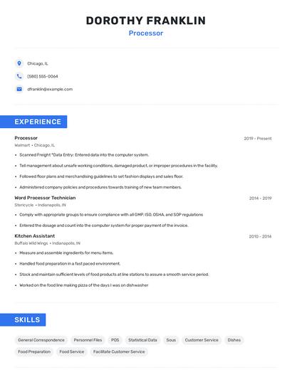 Processor Resume