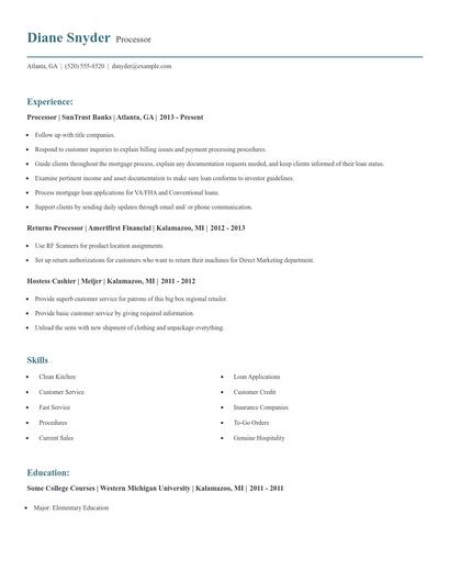Processor Resume