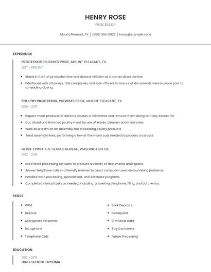 Processor Resume