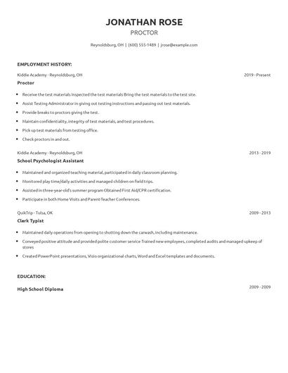 Proctor Resume