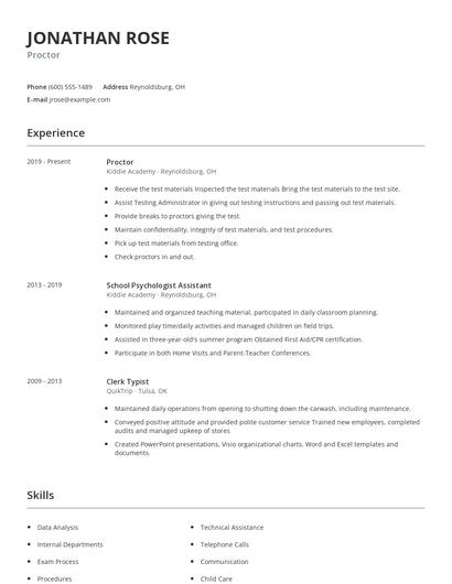 Proctor Resume