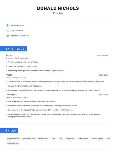 Proctor Resume