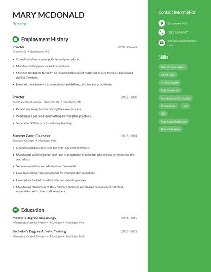 Resume example 5