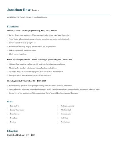 Proctor Resume