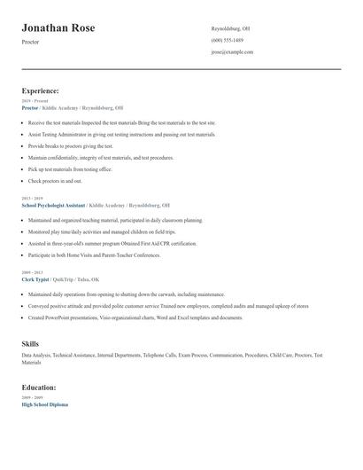 Proctor Resume