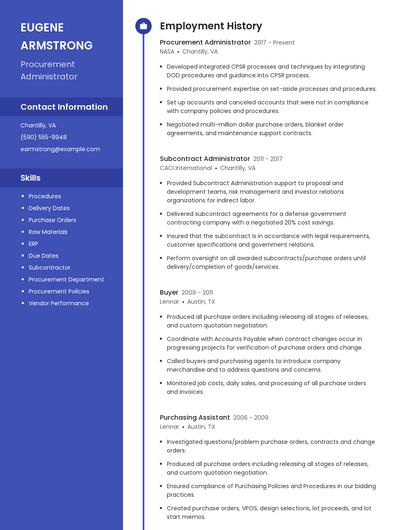 Procurement Administrator Resume