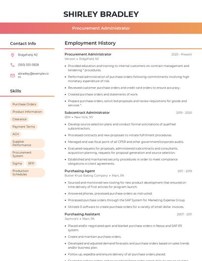 Procurement Administrator Resume