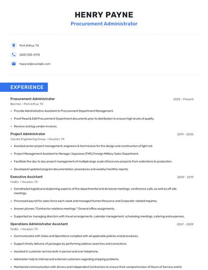 Procurement Administrator Resume