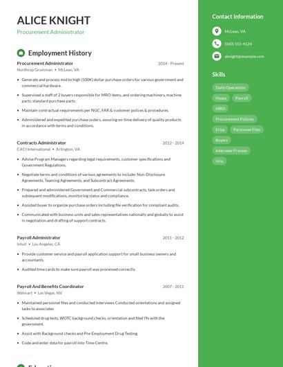 Procurement Administrator Resume