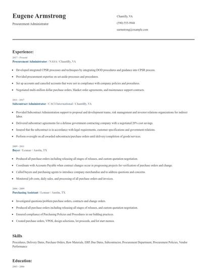 Procurement Administrator Resume
