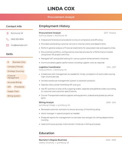 Procurement Analyst Resume