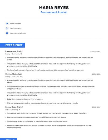 Procurement Analyst Resume