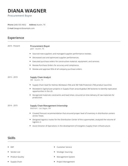 Procurement Buyer Resume