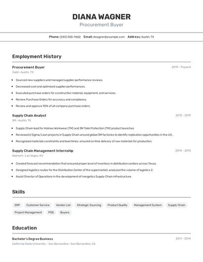 Procurement Buyer Resume