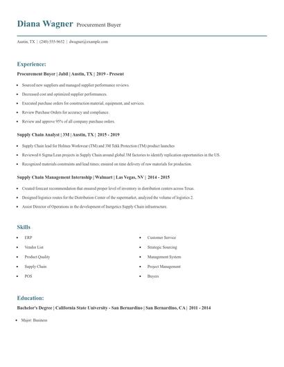Procurement Buyer Resume