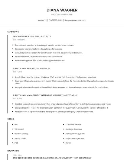 Procurement Buyer Resume