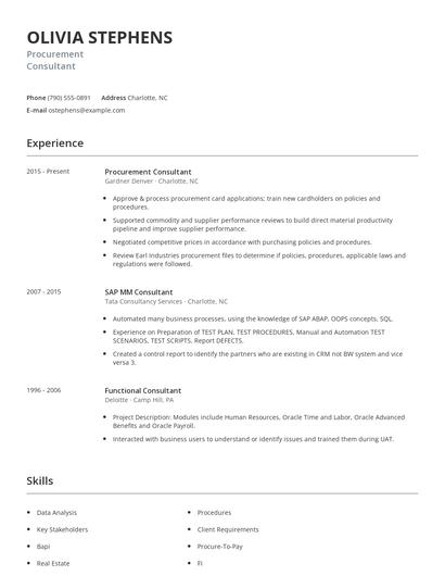 Procurement Consultant Resume