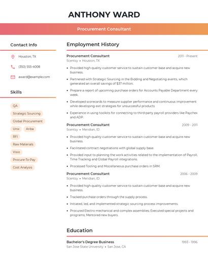 Procurement Consultant Resume