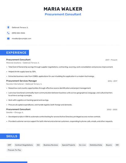 Procurement Consultant Resume