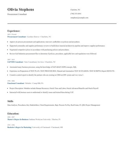 Procurement Consultant Resume