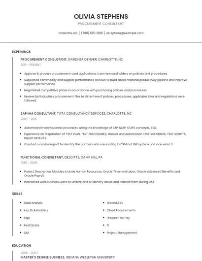 Procurement Consultant Resume