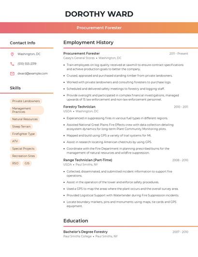 Procurement Forester Resume
