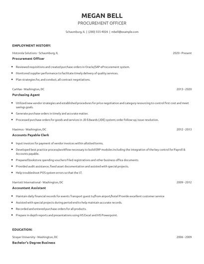 Procurement Officer Resume