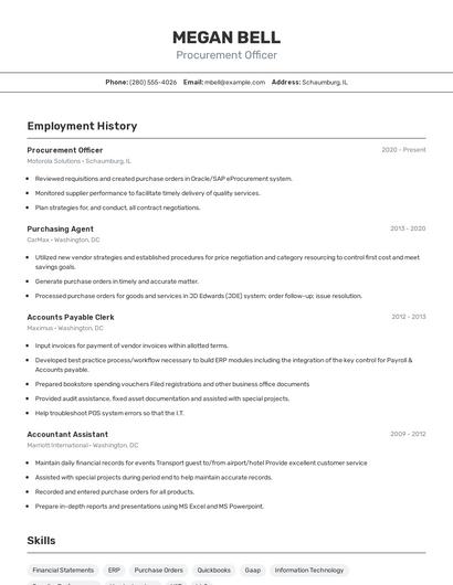 Procurement Officer Resume