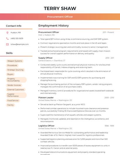 Procurement Officer Resume