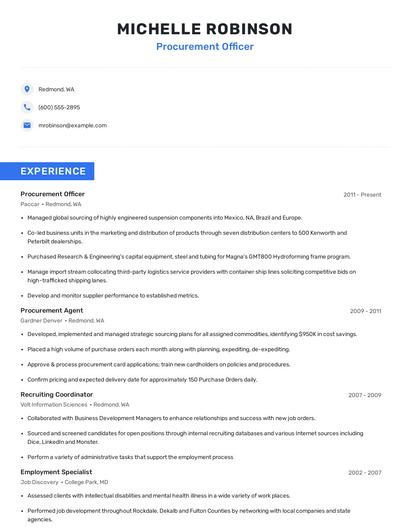 Procurement Officer Resume