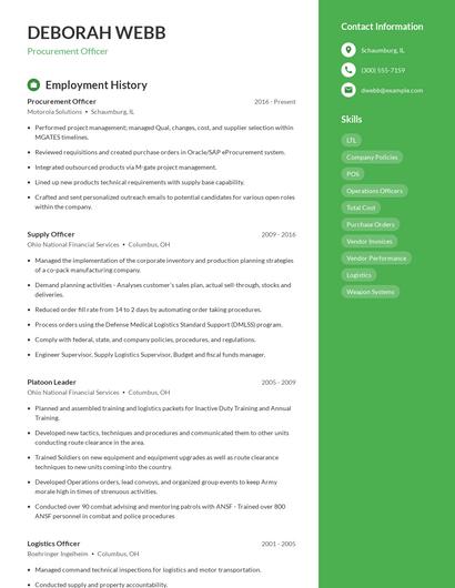 Procurement Officer Resume