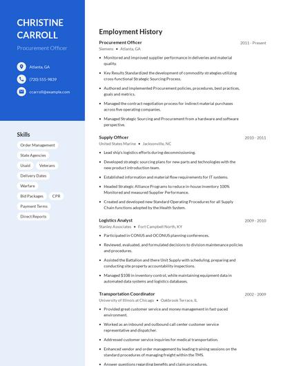 Procurement Officer Resume