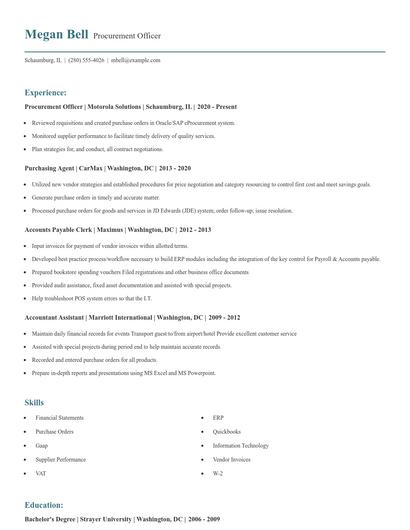 Procurement Officer Resume