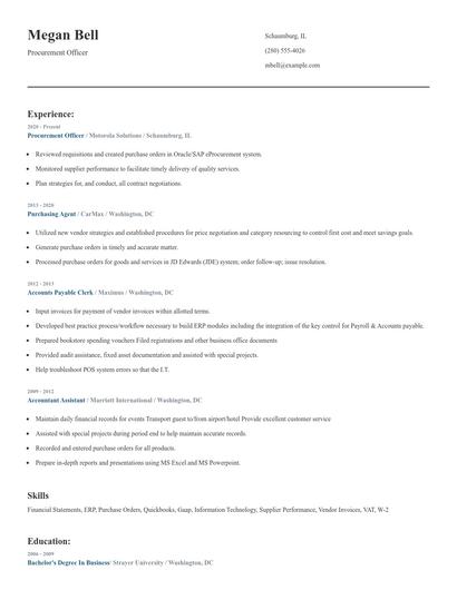 Procurement Officer Resume
