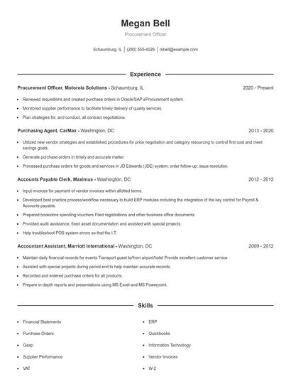 Procurement Officer Resume