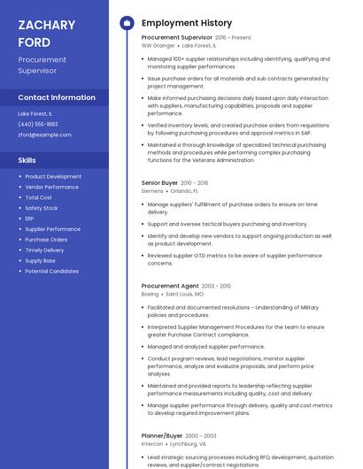 Procurement Supervisor Resume
