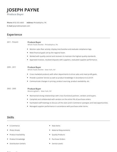 Produce Buyer Resume