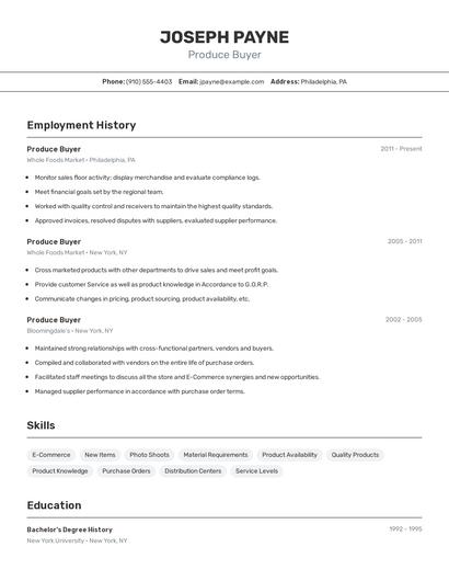 Produce Buyer Resume