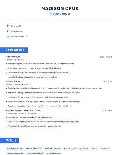 Produce Buyer Resume